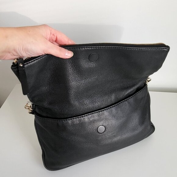 Kate Spade Black Pebbled Leather Foldover Crossbody • Adjustable Strap - Picture 9 of 10